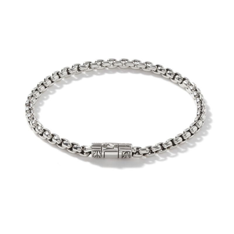 John Hardy sterling silver Classic Chain box chain bracelet, 4mm bracelet with pusher clasp, size M
