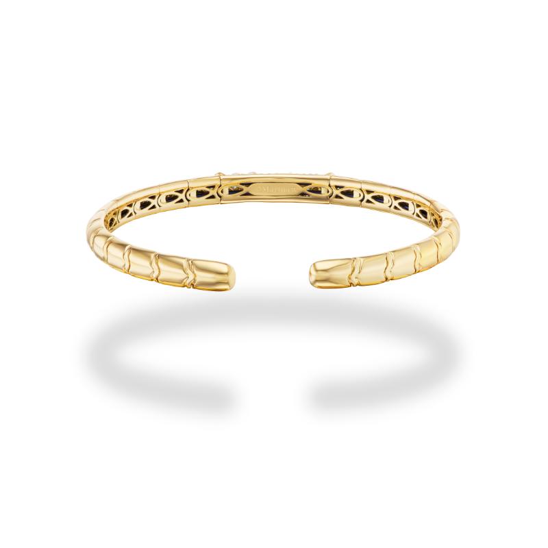 18k Yellow Gold Onda Pave Bangle