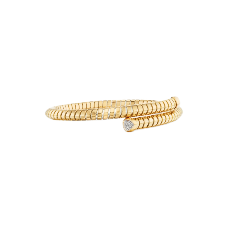 18K Yellow Gold Trisolina Bypass Bangle Bracelet