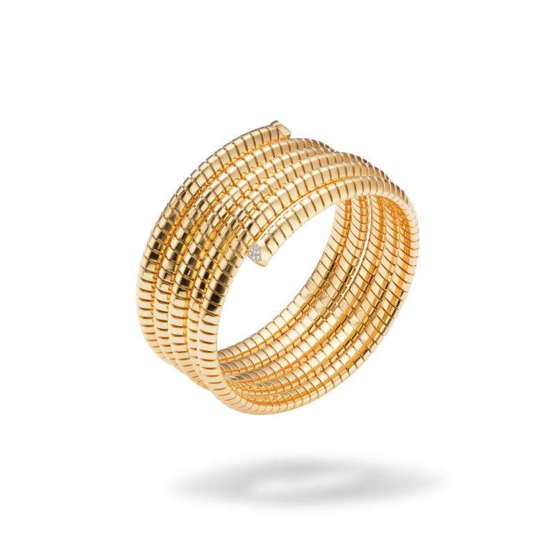 18K Yellow Gold Trisolina Five Row Bangle Bracelet
