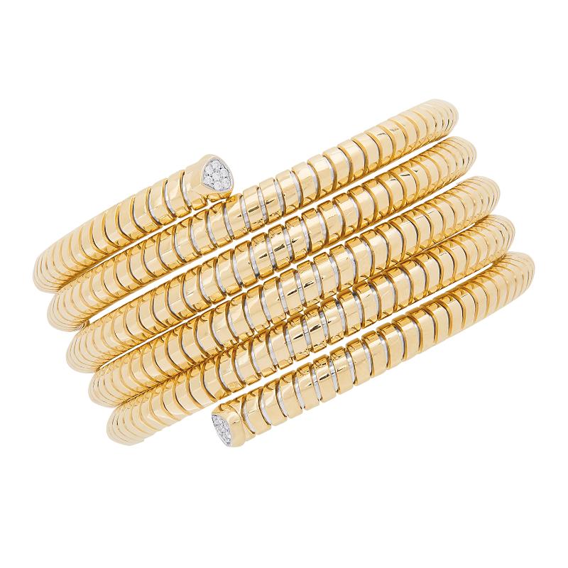 18K Yellow Gold Trisolina Five Row Bangle Bracelet