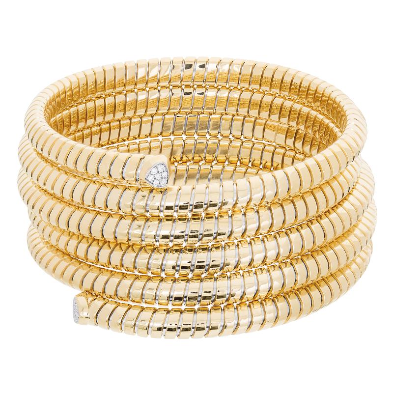 18K Yellow Gold Trisolina Five Row Bangle Bracelet