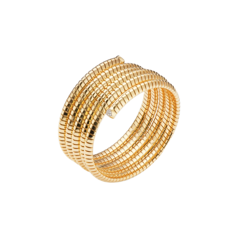 18K Yellow Gold Trisolina Five Row Bangle Bracelet