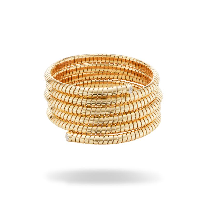 18K Yellow Gold Trisolina Five Row Bangle Bracelet