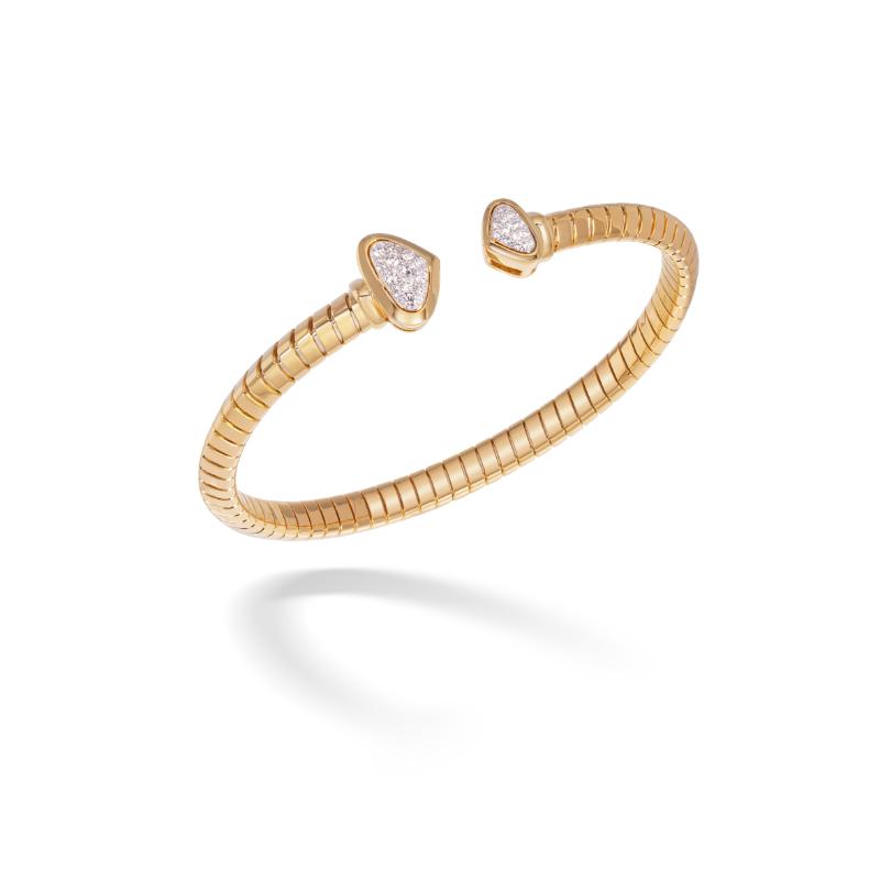 18K Yellow Gold Trisolina Small Castanga Pave Bangle