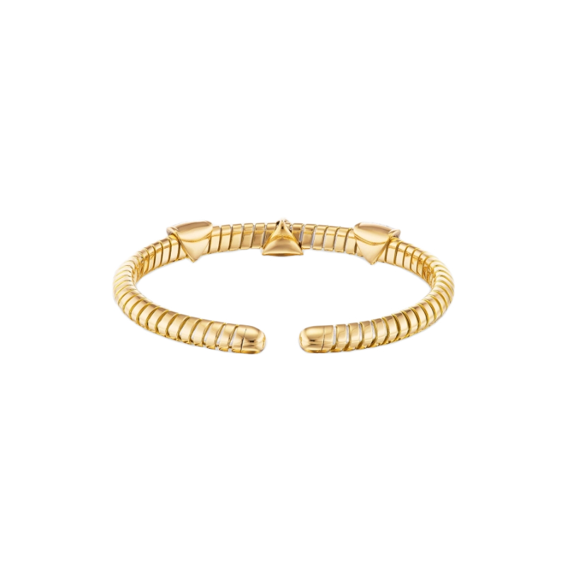 18K Yellow Gold Trisolina Three Claws Bangle Bracelet