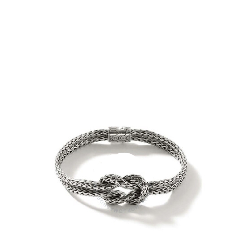 Sterling Silver Classic Chain Love Knot Slim Double Row Bracelet
