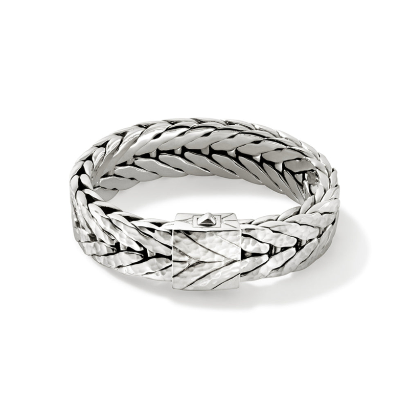 Men's Hammered Bracelet In Sterling Silver