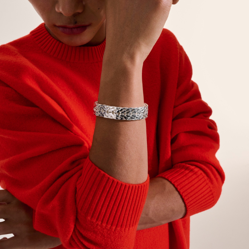 Men's Hammered Bracelet In Sterling Silver