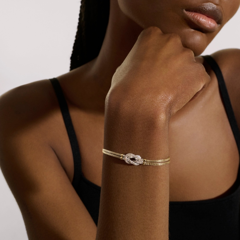 Love Knot Bracelet, Gold, Diamonds