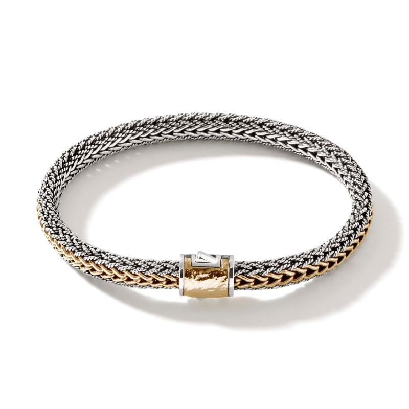 Sterling Silver And 18K Yellow Gold Classic Chain Reversible Bracelet