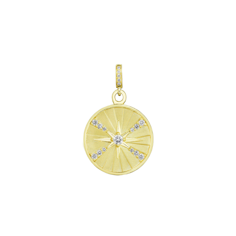Penny Preville 18K Yellow Gold Round Star Medallion Pendant