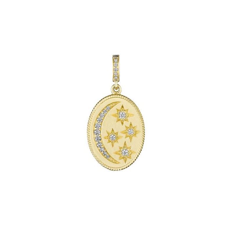 Penny Preville 18K Yellow Gold Oval Star And Moon Medallion