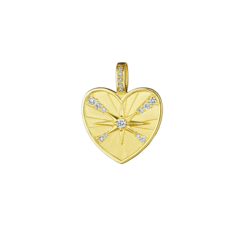 Penny Preville 18K Yellow Gold Petite Starburst Heart Medallion