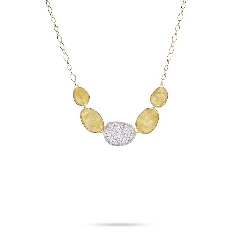Marco Bicego 18K yellow and white gold Centralino Lunaria necklace with diamonds weighing 0.53 carat total weight, 16.5"