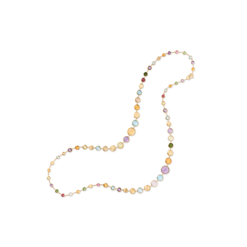 Marco Bicego 18k yellow gold Jaipur Color graduated multicolored gemstone long necklace, 36"