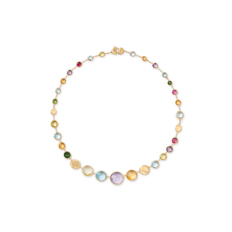 Marco Bicego 18k yellow gold Jaipur Color graduated multicolored gemstone necklace, 17"