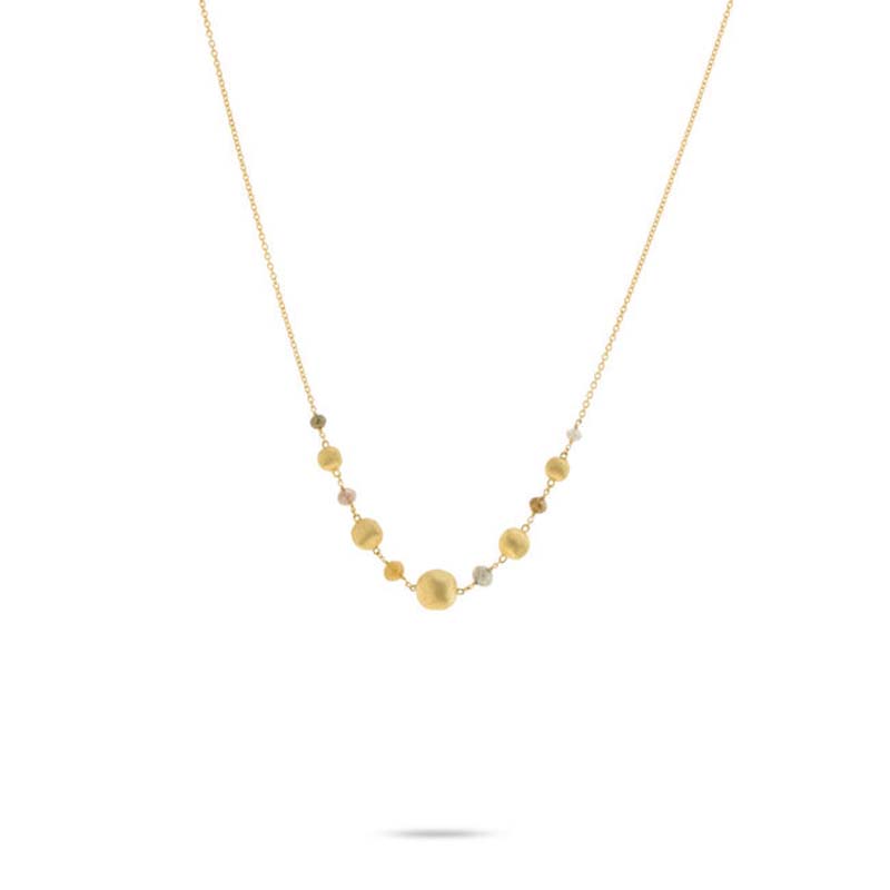 Marco Bicego 18K yellow gold Africa Stellar raw diamond necklace with raw diamond beads weighing approximately 4.92 carats total weight, 16"