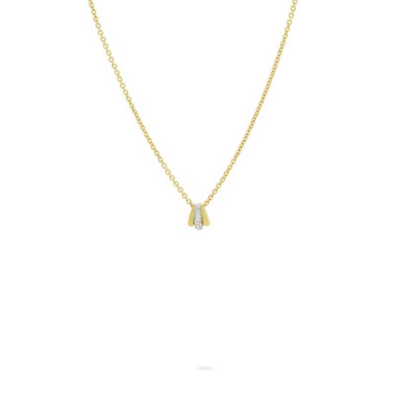 Marco Bicego 18k yellow gold Lucia link pendant necklace with diamonds weighing 0.20 carat total weight, 16.5"