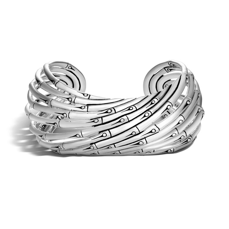 John Hardy sterling silver Bamboo 37.5mm large cuff bracelet, size M
