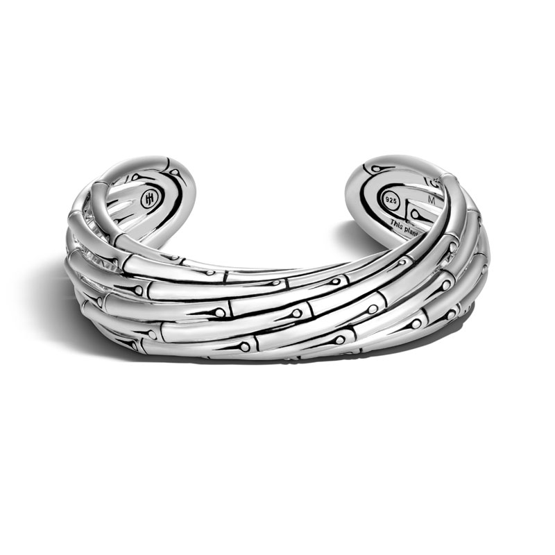 John Hardy sterling silver Bamboo 20.5mm medium cuff bracelet, size M