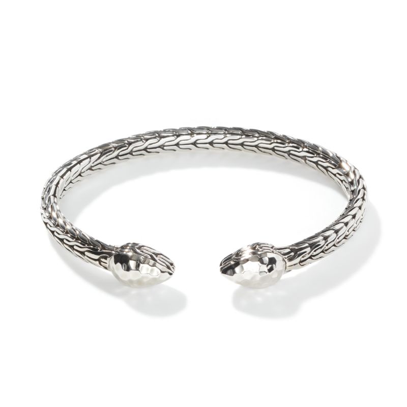Classic Chain 5.5MM Flex Cuff in Hammered Silver