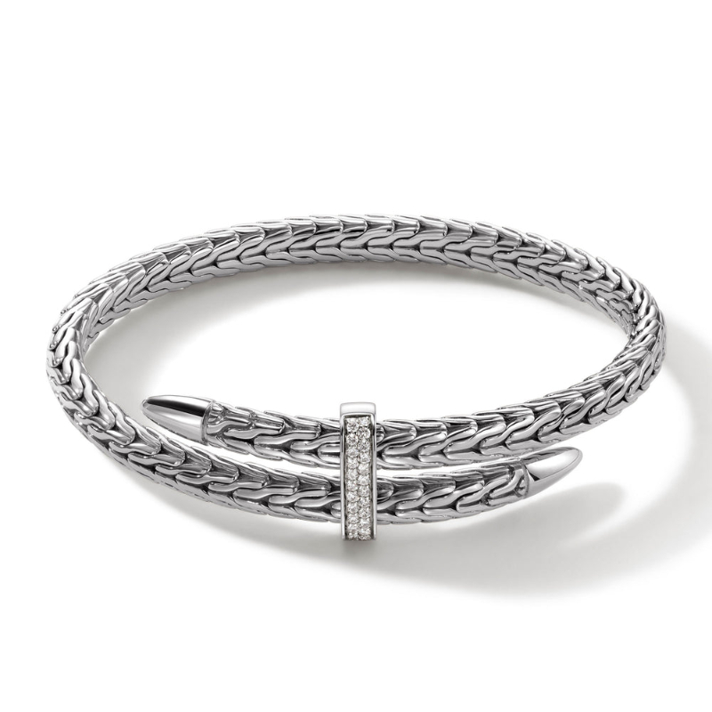 Classic Chain Spear Pave Flex Cuff Bracelet