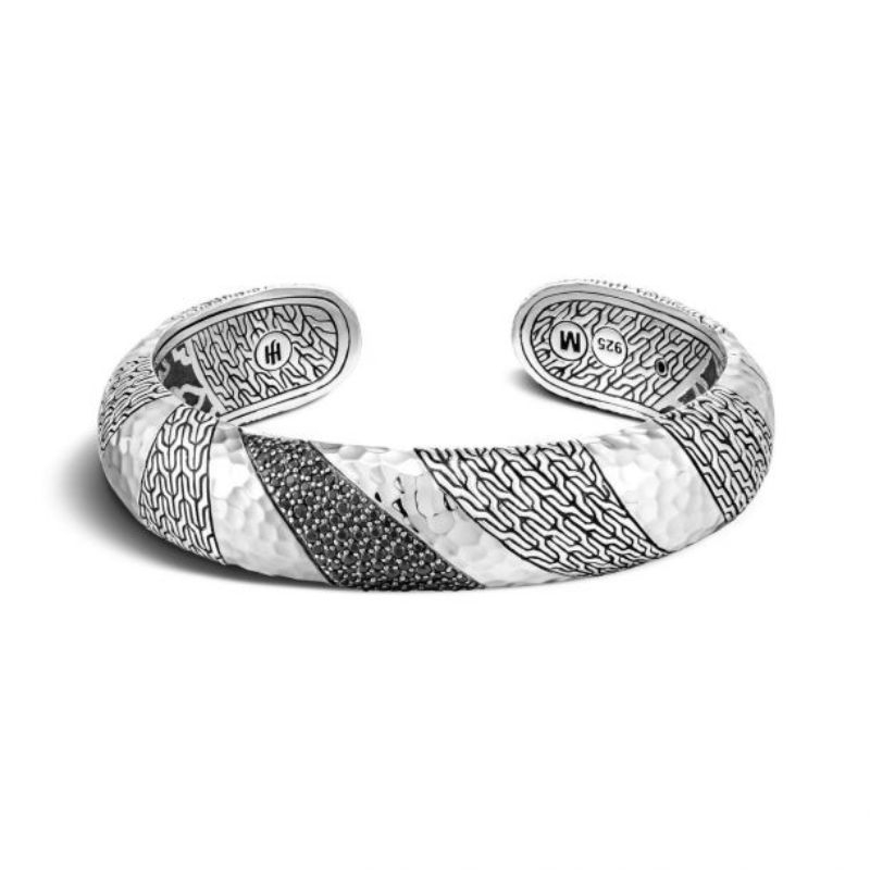 Sterling Silver Classic Chain Hammered Medium Kick Cuff Bracelet