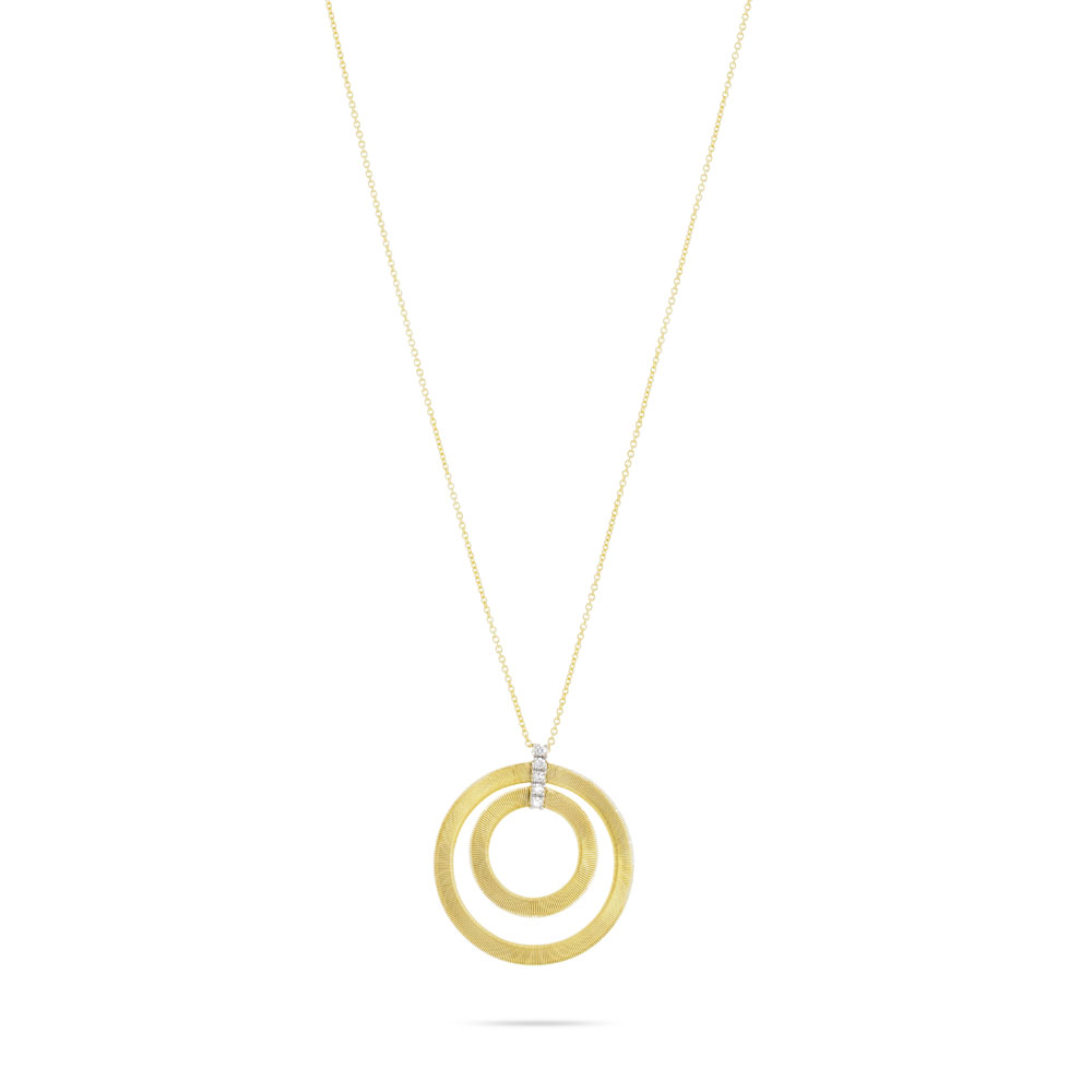 Marco Bicego Masai Yellow Gold and Diamond Double Circle Long Necklace