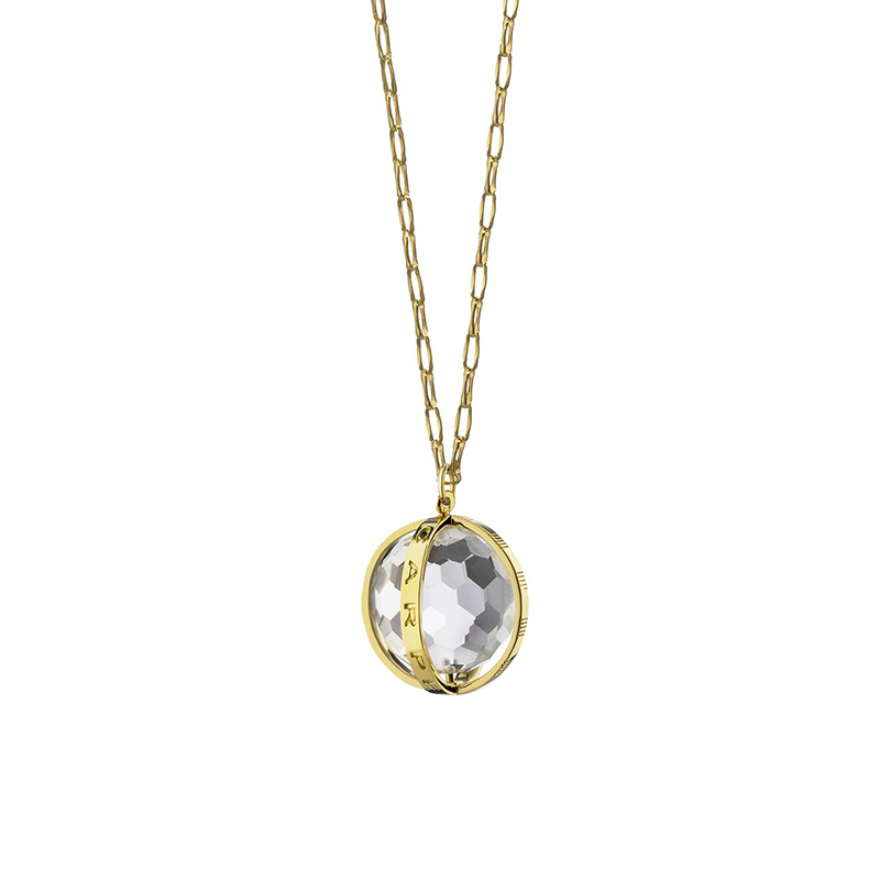 Monica Rich Kosann 18K Yellow Gold "Carpe Diam" Rock Crystal Pendant