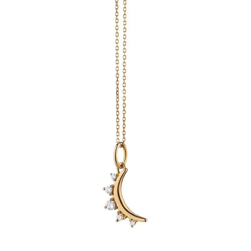 Monica Rich Kosann 18K Yellow Gold April Moon Diamond Birthstone Necklace