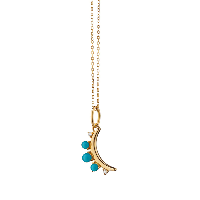 Monica Rich Kosann 18K Yellow Gold December Moon Turquoise And Diamond Pendant