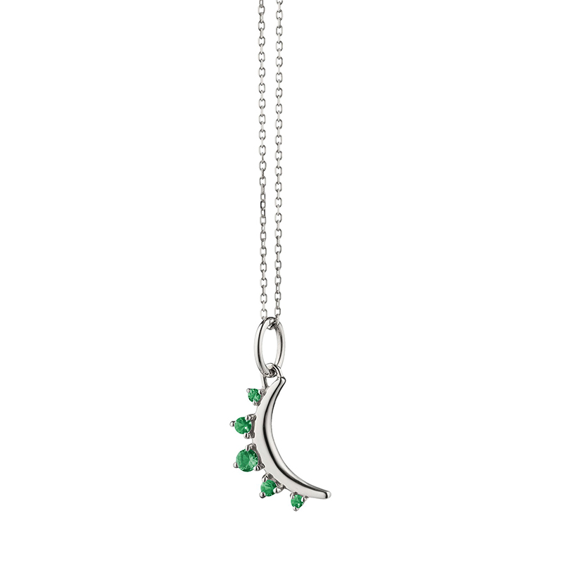Monica Rich Kosann 18K Yellow Gold May Moon Emerald Birthstone Necklace