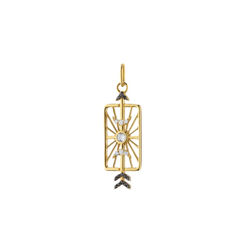 Monica Rich Kosann 18K Yellow Gold Sun, Moon and Stars "Shoot for the Moon" Medallion Charm Enhancer