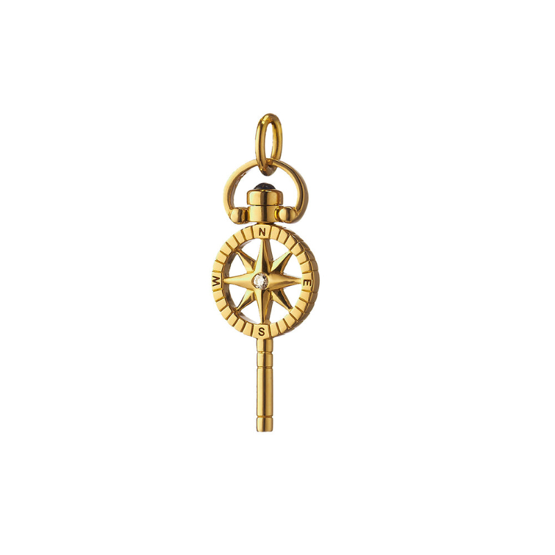 Monica Rich Kosann 18K Yellow Gold Mini Adventure Compass Key Pendant