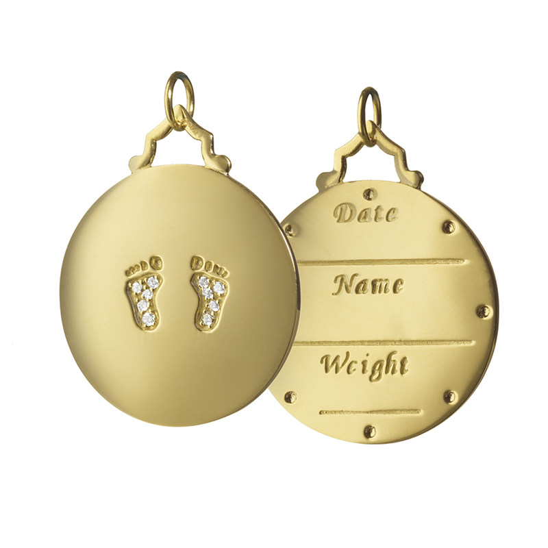 Moncia Rich Kosann 18K Yellow Gold Small Diamond Baby Feet Charm