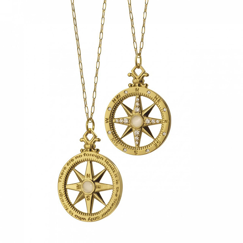 Monica Rich Kosann 18K Yellow Gold Miniature Travel Compass Diamond Charm