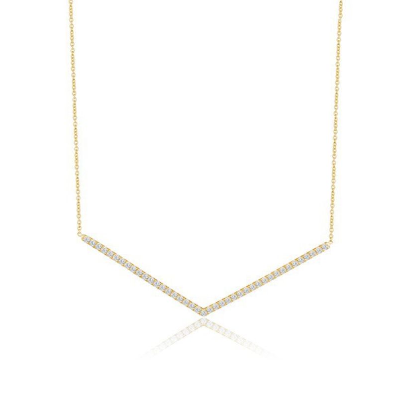 Lisa Nik 18k yellow gold Sparkle chevron necklace with diamonds weighing 0.40 carat total weight, 16
