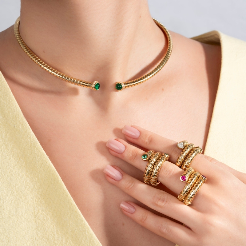 18K Yellow Gold Trisolina Collar Necklace