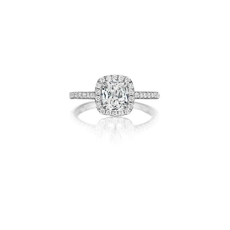 Henri Daussi Platinum Diamond Halo Ring