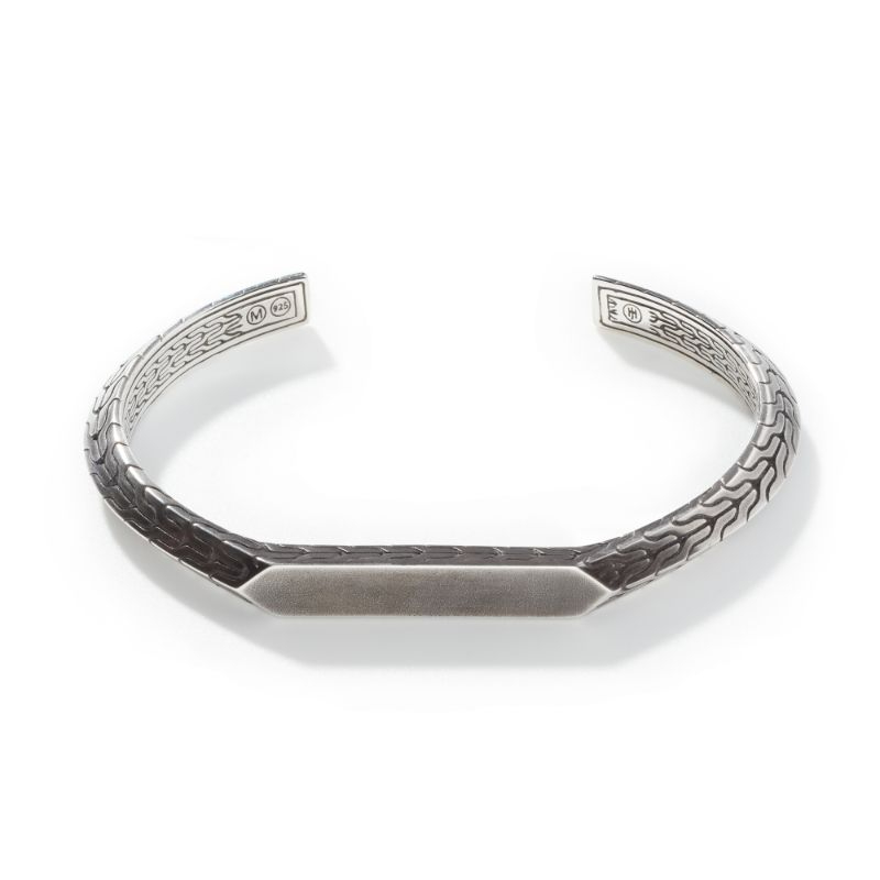 Sterling Silver Classic Chain Tiga Small Black Oxidation Cuff Bracelet