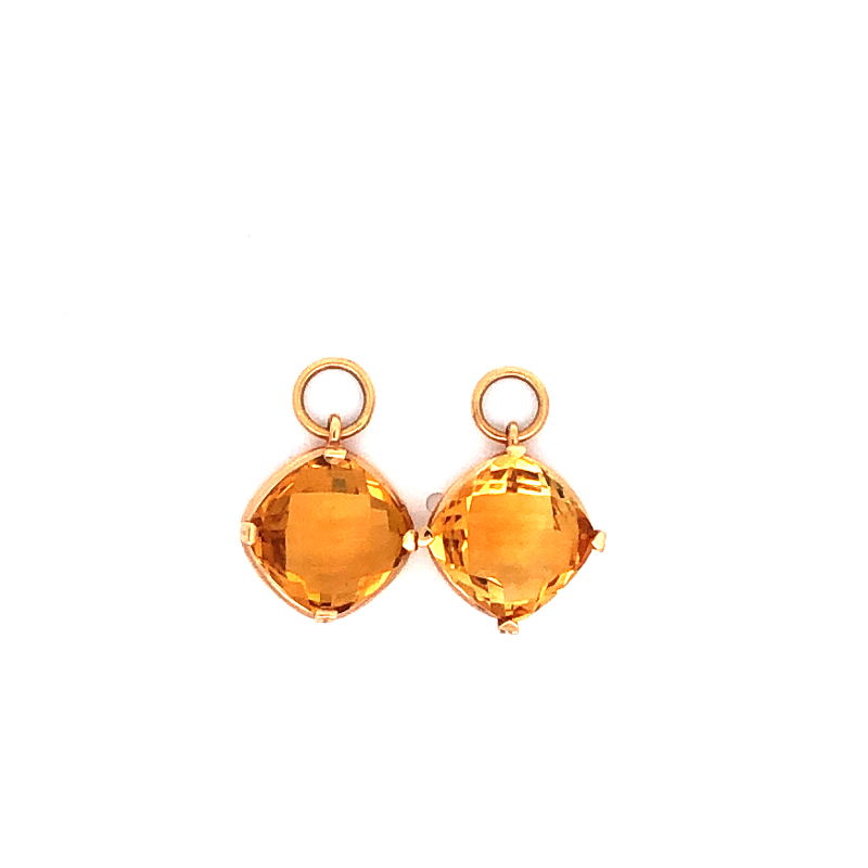 Lisa Nik 18k rose gold Rocks square citrine detachable earring drops