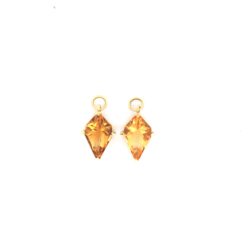 Lisa Nik 18k yellow gold Rocks kite shaped citrine detachable ear charms, 16x11mm ear charms