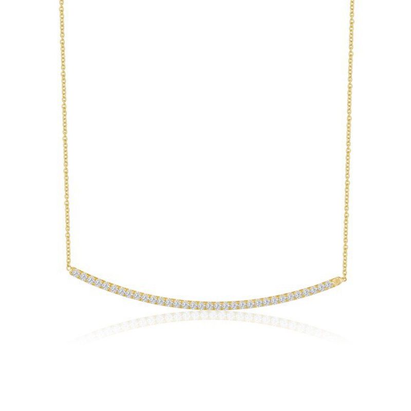 Lisa Nik 18k yellow gold Sparkle curve diamond bar necklace, diamonds weighing 0.40 carat total weight