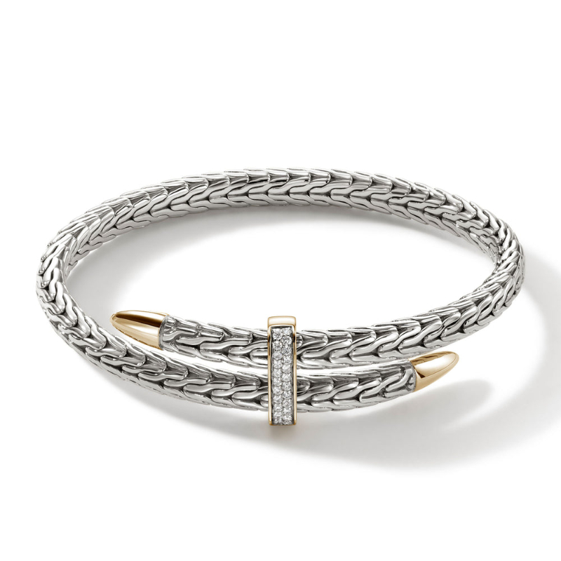 Classic Chain Spear Pave Flex Cuff Bracelet