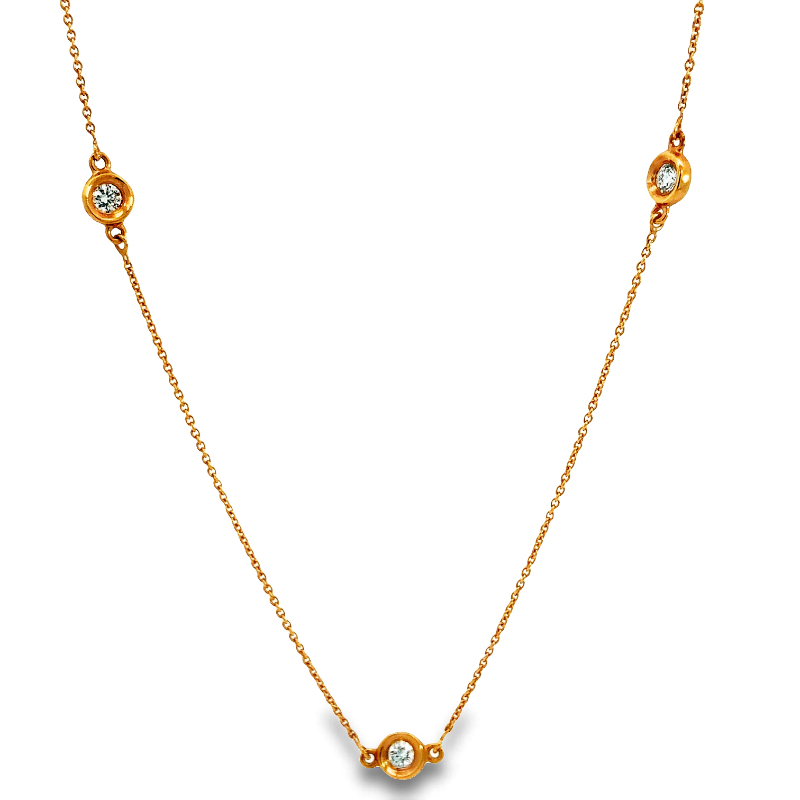 Lisa Nik 18k rose gold Sparke diamonds by the yard chain necklace, three round diamonds weighing 0.12 carat total weight, 16
