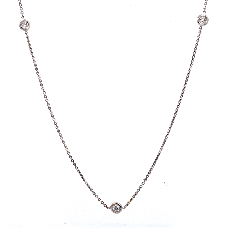 Lisa Nik 18k white gold Sparkle diamond by the yard chain necklace, three diamonds weighing 0.12 carat total weight, 17