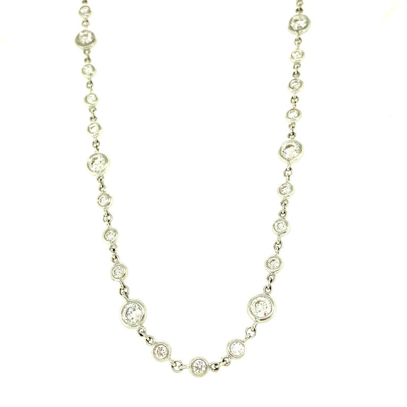 Lisa Nik 18k white gold rhodium plated Sparkle diamond-by-the-yard necklace with diamonds weighing 12.40 carat total weight, 36"