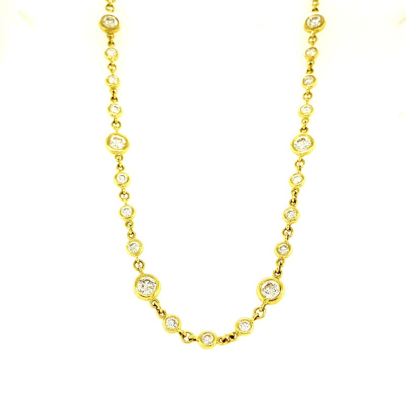 Lisa Nik 18k yellow gold Sparkle diamonds-by-the-yard necklace with round diamonds weighing 8.48 carats total weight, 24"