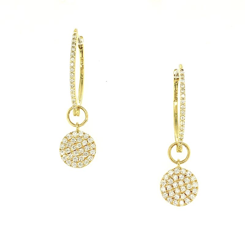Lisa Nik 18k yellow gold Talisman pave disc detachable ear drops with diamonds weighing 0.44 carat total weight